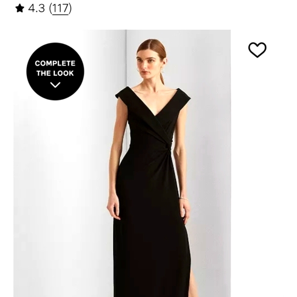 Navy Ralph Lauren Off the Shoulder V-neck Column Gown, Size 4, NWT - Picture 1 of 9